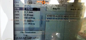 dynamic load test micropile i22x22 cm. ได้ 111/2.5 = 44.4 ตัน